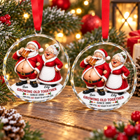 Personalized Santa Couple Glass Ornament Growing Old Together Christmas Gift - product view 3