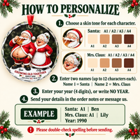 Personalized Santa Couple Glass Ornament Growing Old Together Christmas Gift - personalization guide