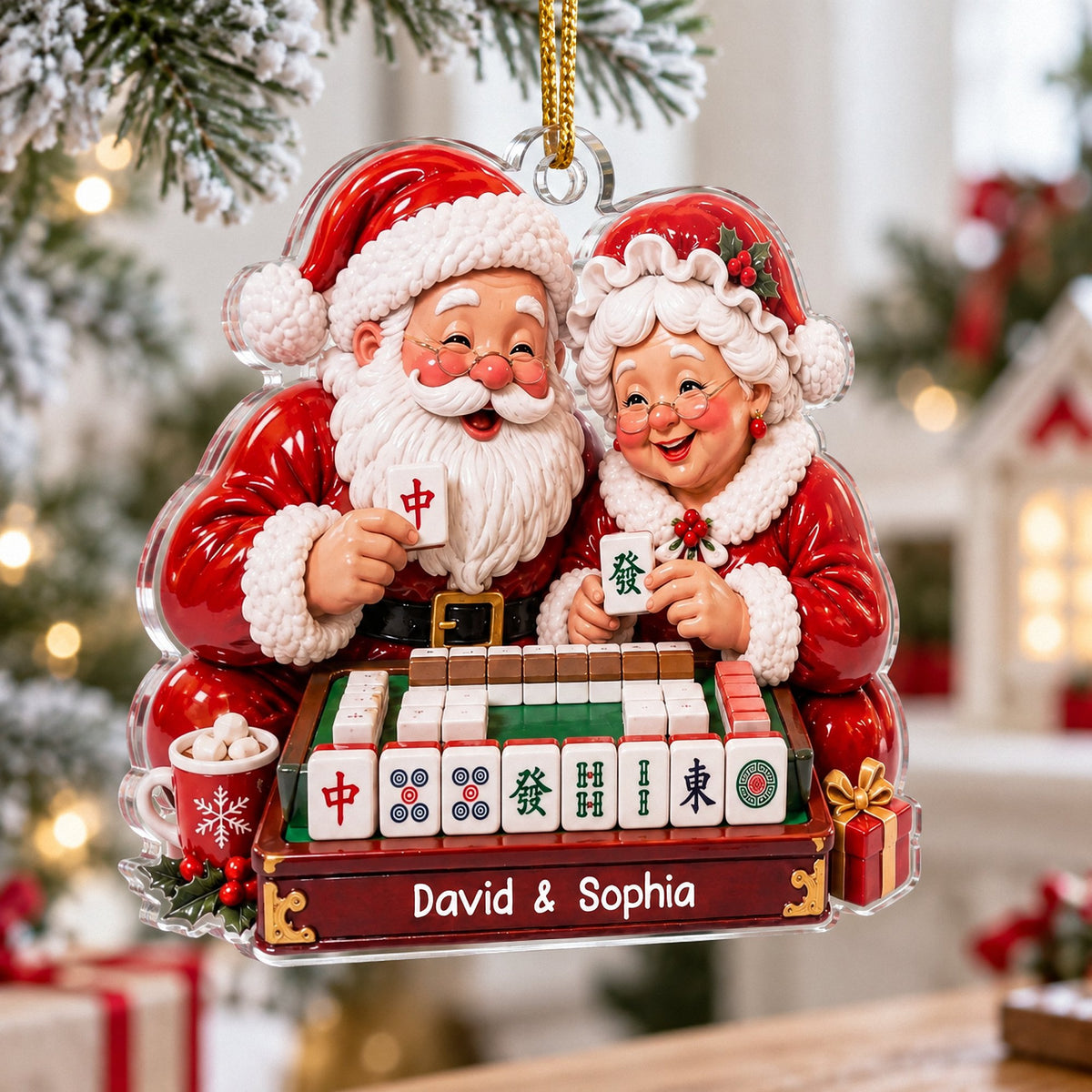 Santa Couple Mahjong Ornament - main product view