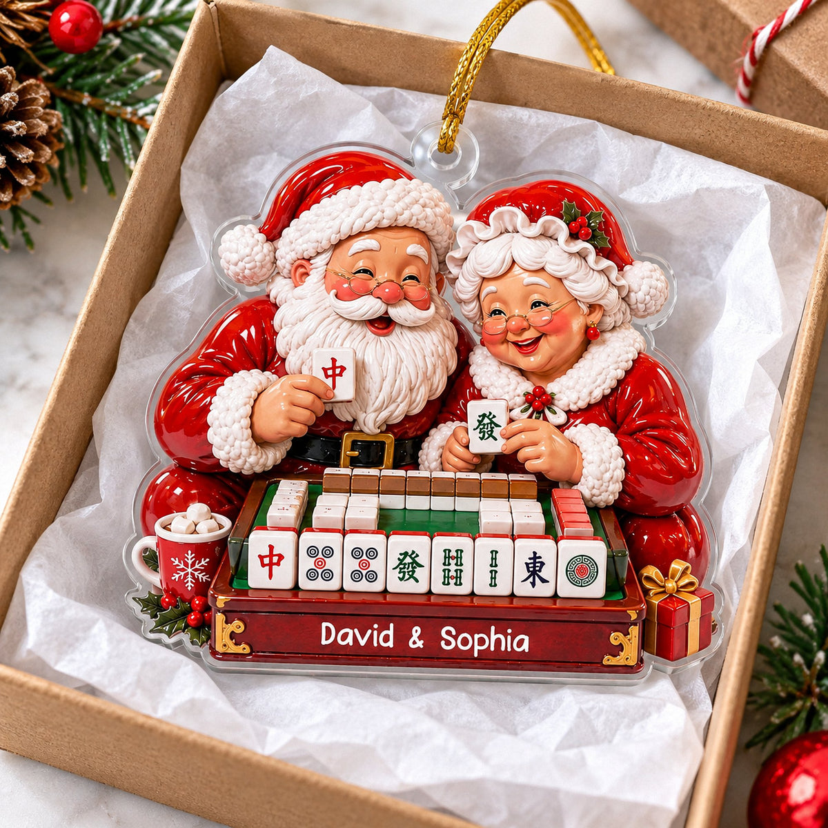 Santa Couple Mahjong Ornament - product detail 4