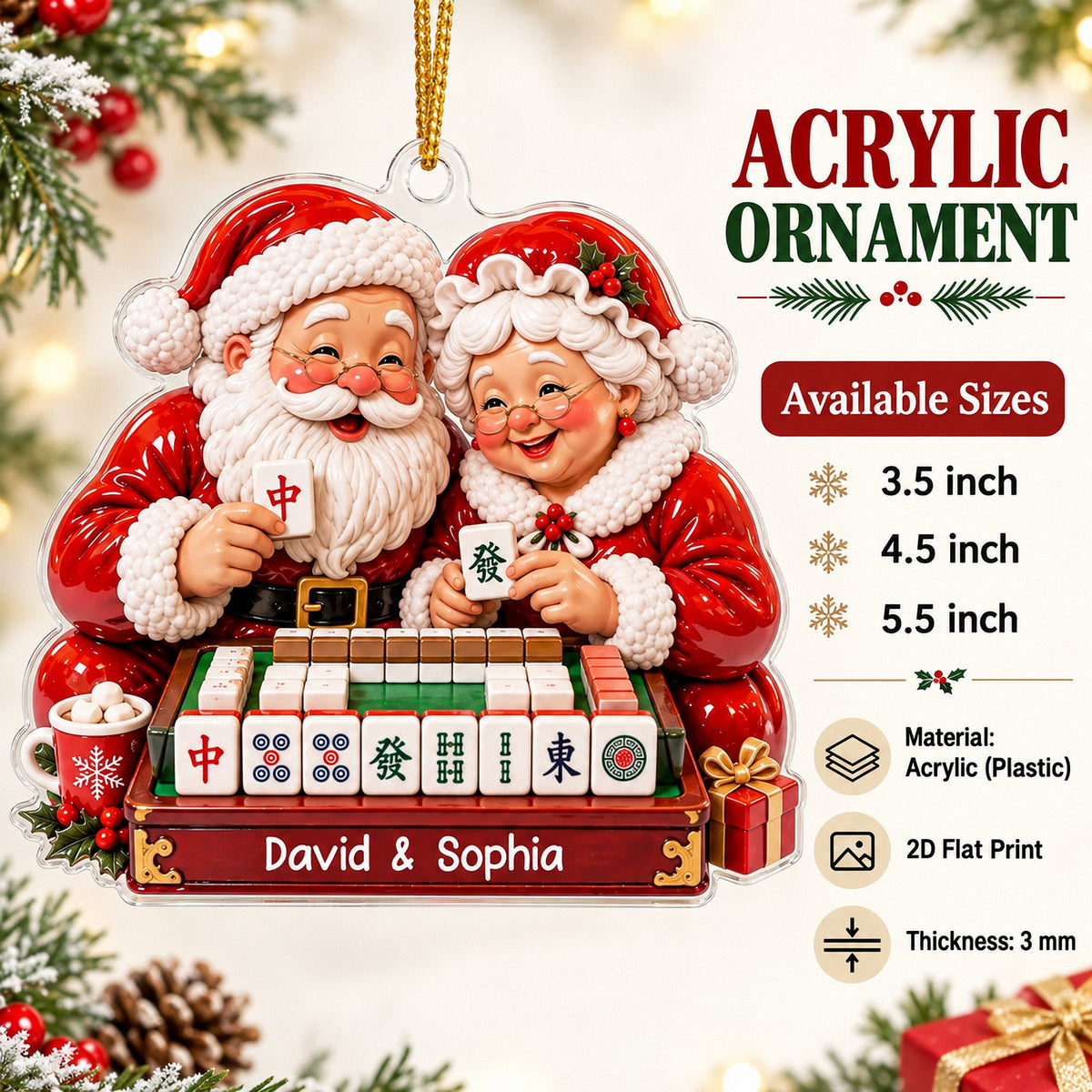 Santa Couple Mahjong Ornament - product detail 5