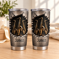 Personalized Saxophone Music Tumbler Custom Name Saxophonist Gift - main design