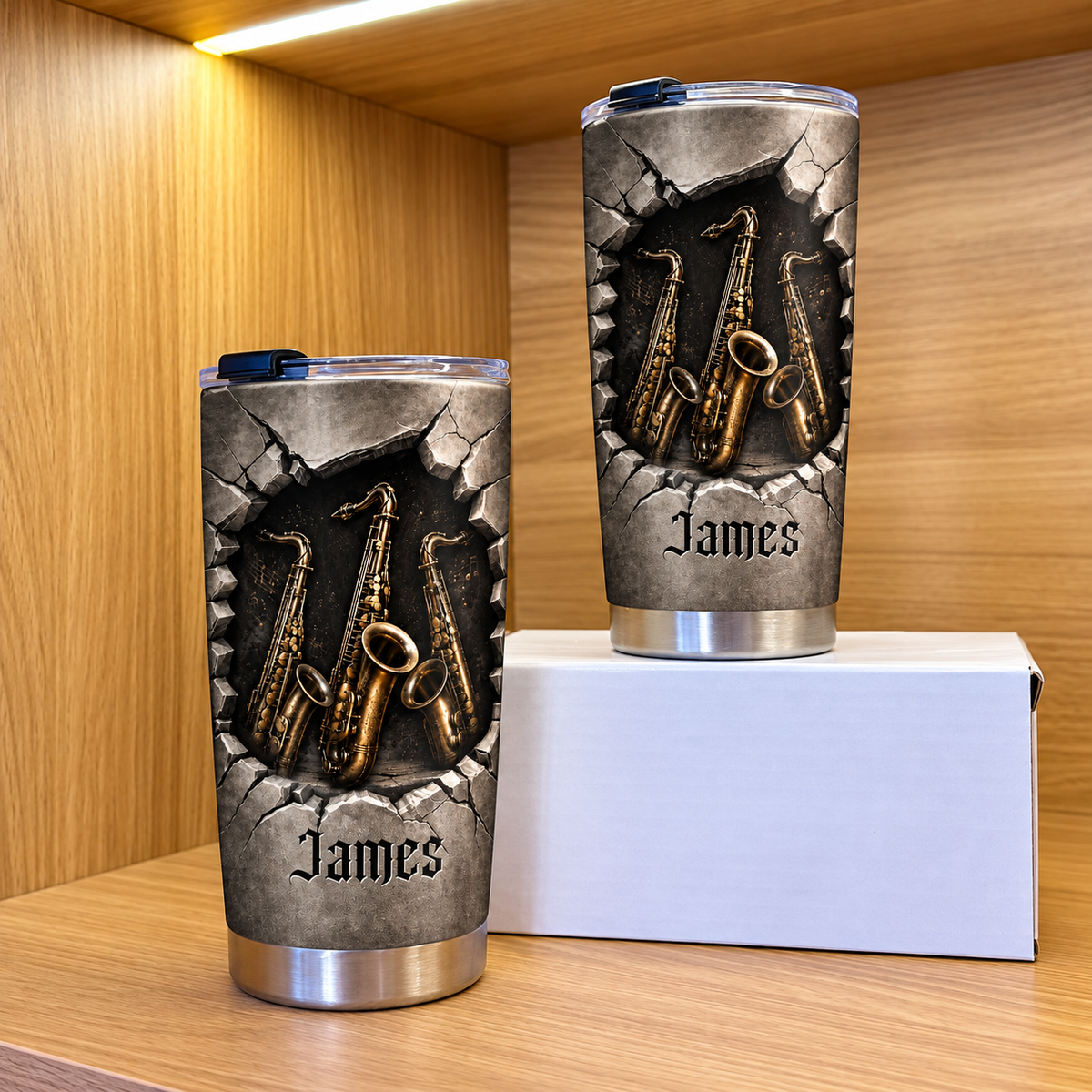 Personalized Saxophone Music Tumbler Custom Name Saxophonist Gift - product view 2