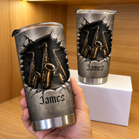 Personalized Saxophone Music Tumbler Custom Name Saxophonist Gift - product view 3
