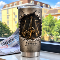 Personalized Saxophone Music Tumbler Custom Name Saxophonist Gift - product view 4