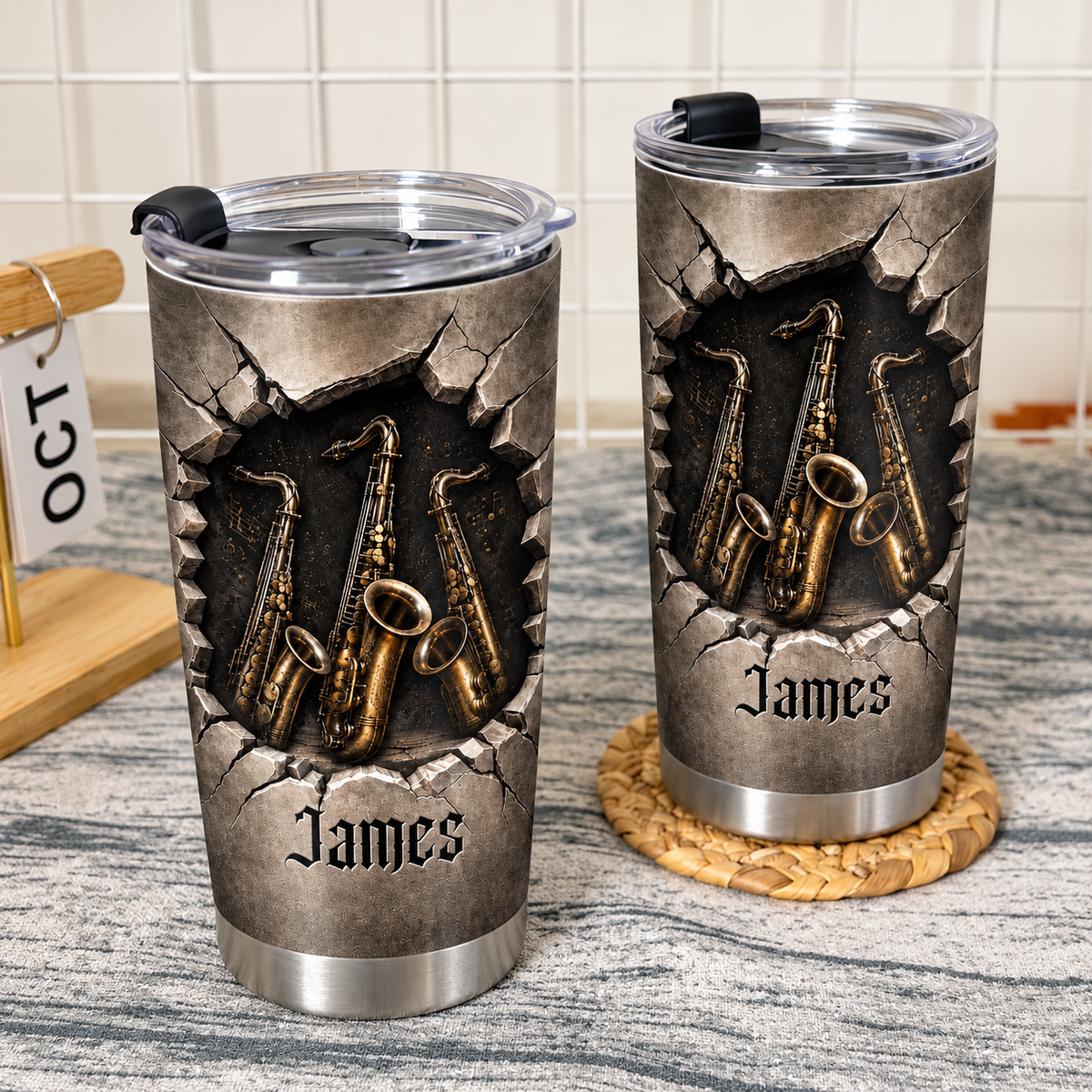 Personalized Saxophone Music Tumbler Custom Name Saxophonist Gift - product view 5