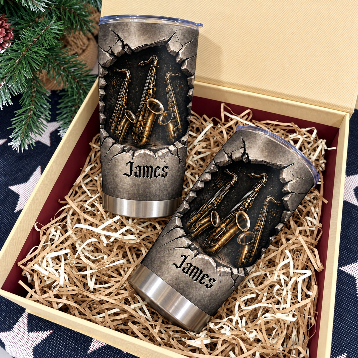 Personalized Saxophone Music Tumbler Custom Name Saxophonist Gift - product view 6