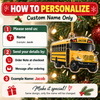 Customer in Austin, Texas wearing School Bus Ornament Personalized Acrylic Christmas Gift for Teacher and Bus Driver