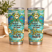 Personalized Sea Turtle Couple Tumbler Custom Names Anniversary Year Gift - main design