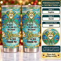 Personalized Sea Turtle Couple Tumbler Custom Names Anniversary Year Gift - personalization guide