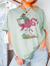 Cowboy Riding Flamingo Women's Sleeveless Tank Top - Funny Western Summer Graphic Shirt