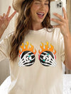 Flaming Skeleton Hands Gothic Sweatshirt Edgy Halloween Streetwear Pullover
