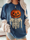 Vintage Skeleton Pumpkin Jack O Lantern Sweatshirt Women's Spooky Halloween Pullover