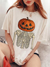 Vintage Skeleton Pumpkin Jack O Lantern Sweatshirt Women's Spooky Halloween Pullover