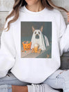 Ghost Dog Halloween Graphic Sweatshirt Spooky Season German Shepherd Crewneck