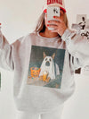 Ghost Dog Halloween Graphic Sweatshirt Spooky Season German Shepherd Crewneck
