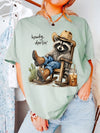 Western Graphic Tee Women's Howdy Darlin Cowboy Raccoon Shirt Cute Country Rodeo T-Shirt Nashville Concert Top