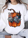 Edgy Pumpkin Skeleton Gas Mask Graphic Tee - Spooky Halloween Streetwear
