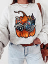 Edgy Pumpkin Skeleton Gas Mask Graphic Tee - Spooky Halloween Streetwear