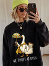 Funny Graphic T-Shirt We Thrift At Dawn Goose Vintage Shopping Tee Thrift Lover Gift