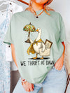 Funny Graphic T-Shirt We Thrift At Dawn Goose Vintage Shopping Tee Thrift Lover Gift