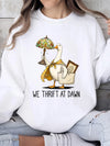 Funny Graphic T-Shirt We Thrift At Dawn Goose Vintage Shopping Tee Thrift Lover Gift