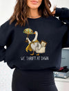 Funny Graphic T-Shirt We Thrift At Dawn Goose Vintage Shopping Tee Thrift Lover Gift