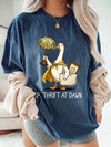 Funny Graphic T-Shirt We Thrift At Dawn Goose Vintage Shopping Tee Thrift Lover Gift