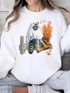 Cute Ghost Raccoon Long-Sleeve Graphic Tee Spooky Western Fall Apparel