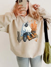 Cute Ghost Raccoon Long-Sleeve Graphic Tee Spooky Western Fall Apparel