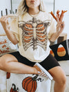 Skeleton Pumpkin Ribcage Sweatshirt Cozy Halloween Crewneck Spooky Season Fall Apparel