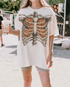 Skeleton Pumpkin Ribcage Sweatshirt Cozy Halloween Crewneck Spooky Season Fall Apparel
