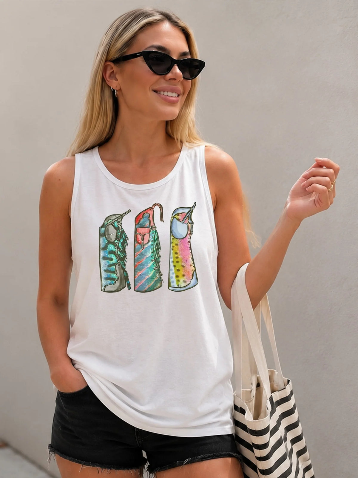 Women's Mint Green Tank Top Colorful Boho Tumblers Graphic Personalized Summer Shirt
