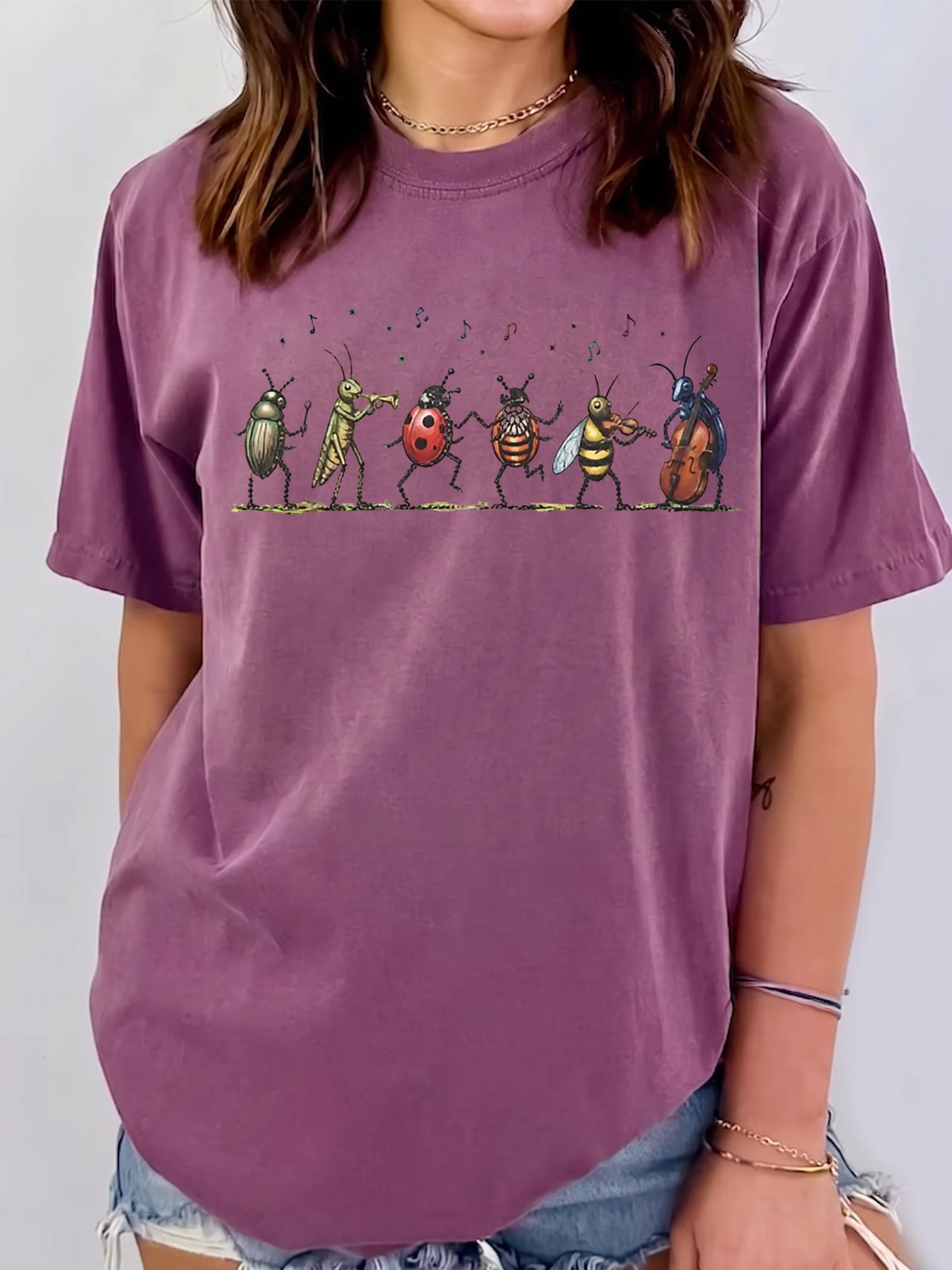 Whimsical Insect Band Graphic Sweatshirt - Vintage Dancing Bugs Pullover - Cottagecore Nature Lover Gift