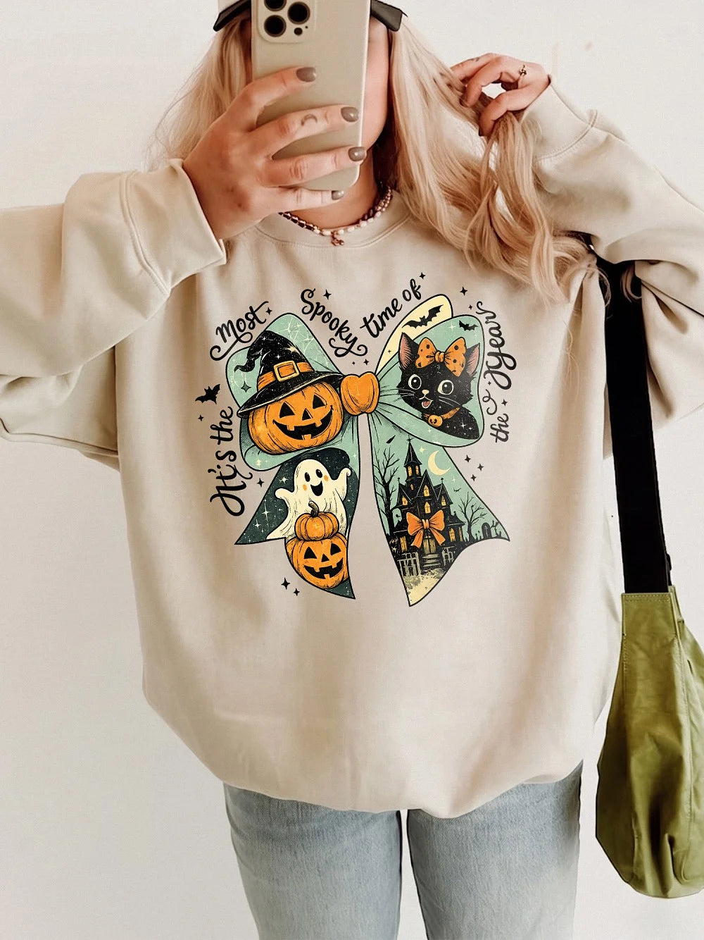 Vintage Halloween Graphic T-Shirt - It's The Most Spooky Time Of The Year Fall Tee For Women