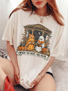 Spooky Season Ghost Graphic Tee Couples Halloween T-Shirt Vintage Fall Best Friend Gift