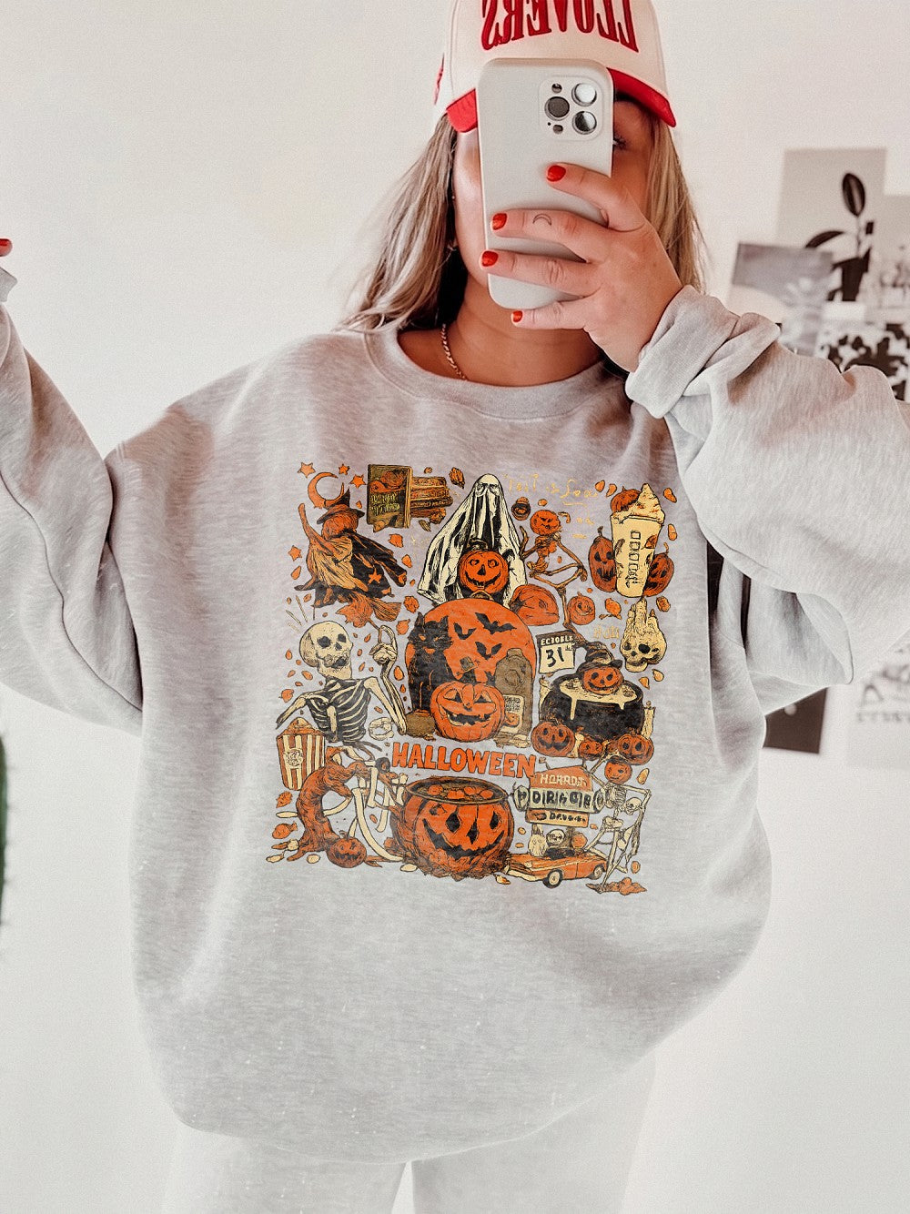 Vintage Halloween Graphic Tee Retro Spooky Season Shirt For Women Fall Festival Apparel