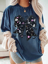 Spooky Coquette Boo T-Shirt Cute Ghost And Bat Bow Halloween Graphic Tee