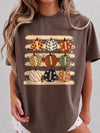 Pumpkin Football Fall Graphic T-Shirt Women's Autumn Game Day Tee