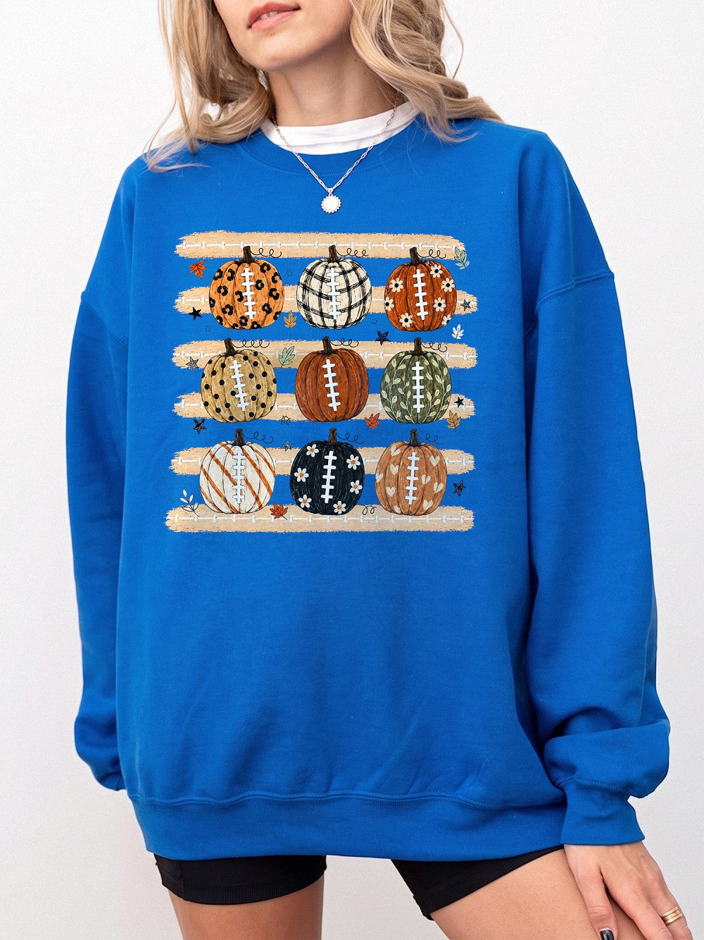 Pumpkin Football Fall Graphic T-Shirt Women's Autumn Game Day Tee