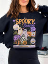 Retro Spooky Season Halloween Shirt, Cute Boo Crew Ghost And Pumpkin Graphic Tee For Fall