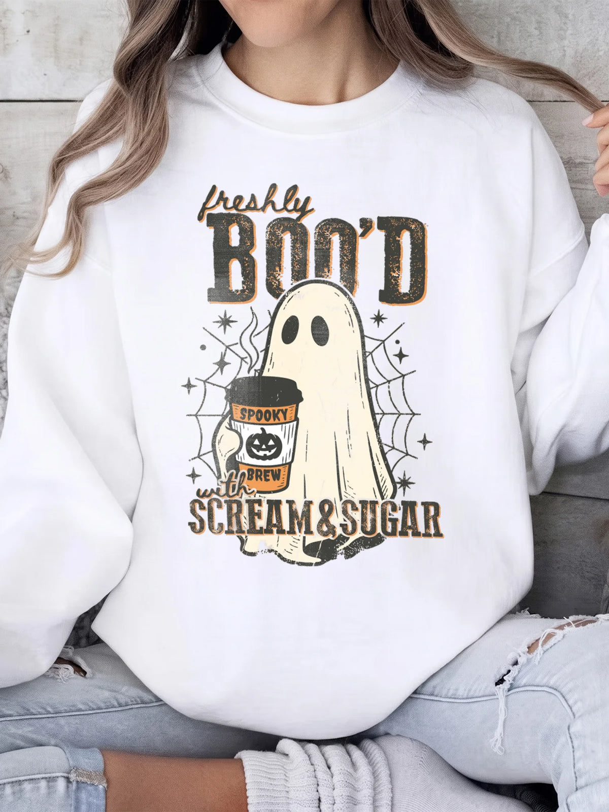 Halloween Coffee Shirt Freshly Boo'd With Scream & Sugar Spooky Season Graphic Tee Fall Barista Gift