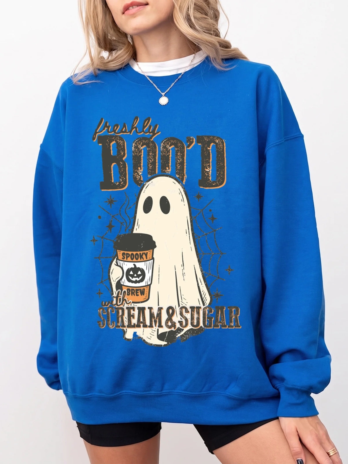 Halloween Coffee Shirt Freshly Boo'd With Scream & Sugar Spooky Season Graphic Tee Fall Barista Gift
