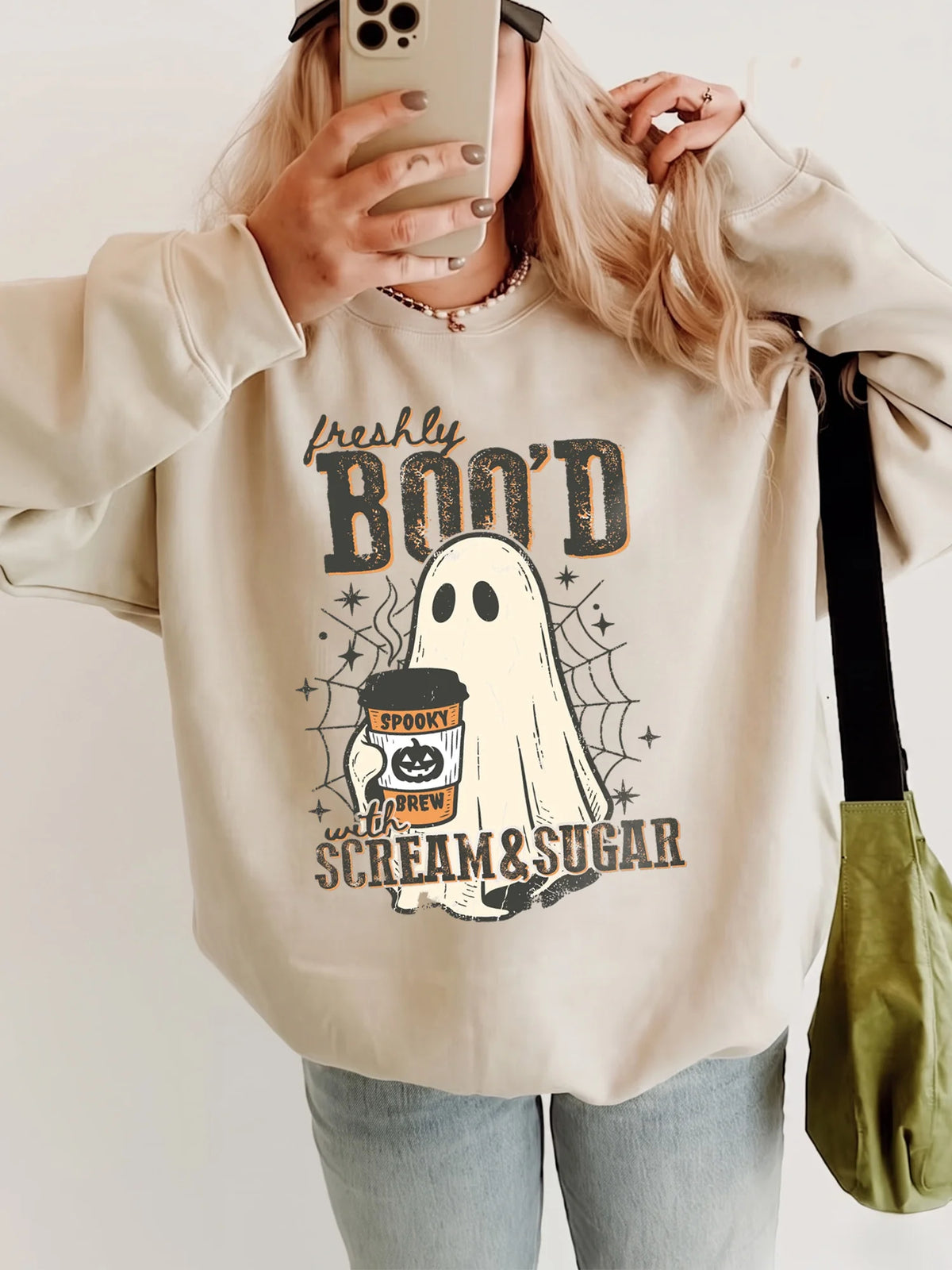 Halloween Coffee Shirt Freshly Boo'd With Scream & Sugar Spooky Season Graphic Tee Fall Barista Gift