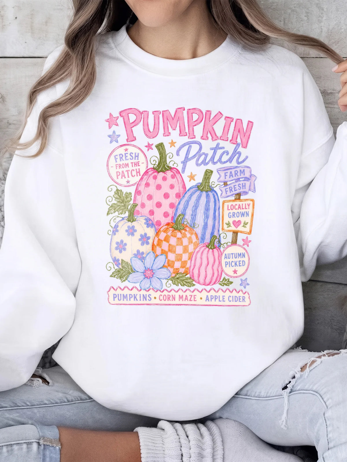 Pumpkin Patch T-Shirt Farm Fresh Fall Harvest Graphic Tee Autumn Apple Cider Corn Maze Shirt