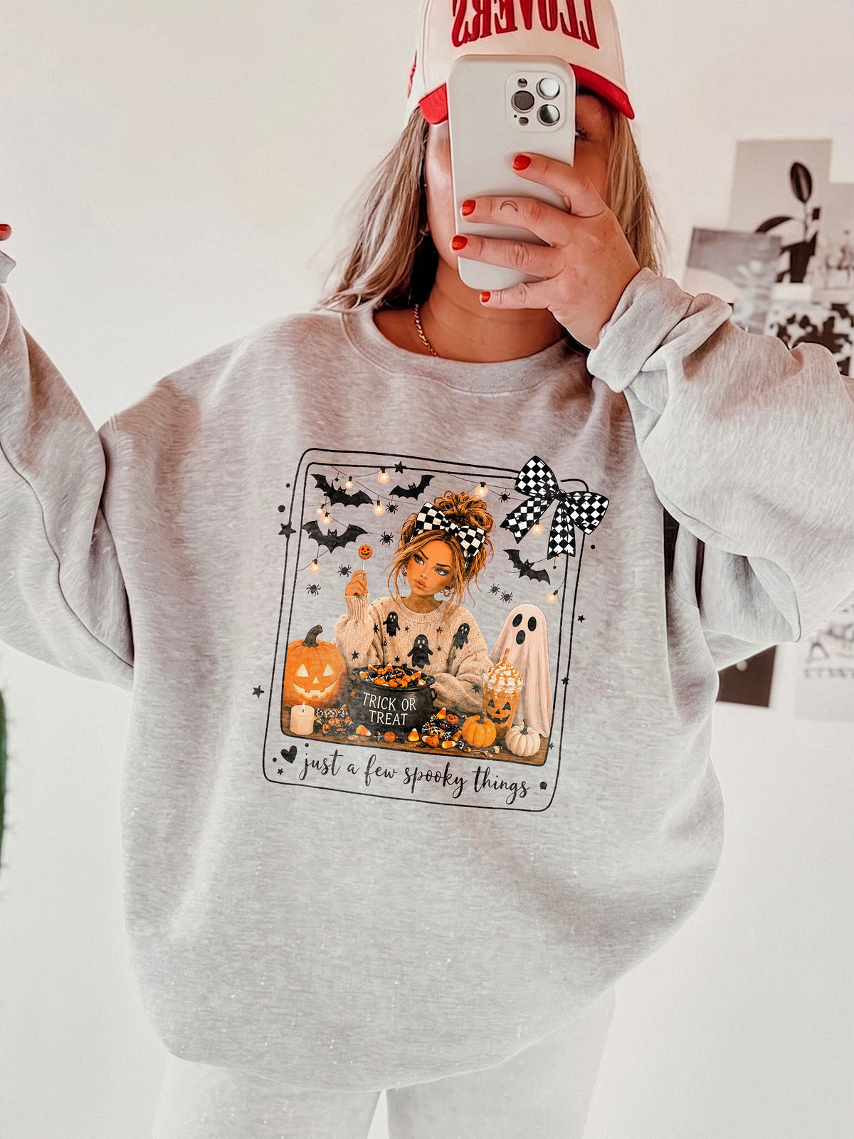 Trick Or Treat T-Shirt Cute Spooky Season Graphic Tee Just A Few Spooky Things Fall Halloween Top