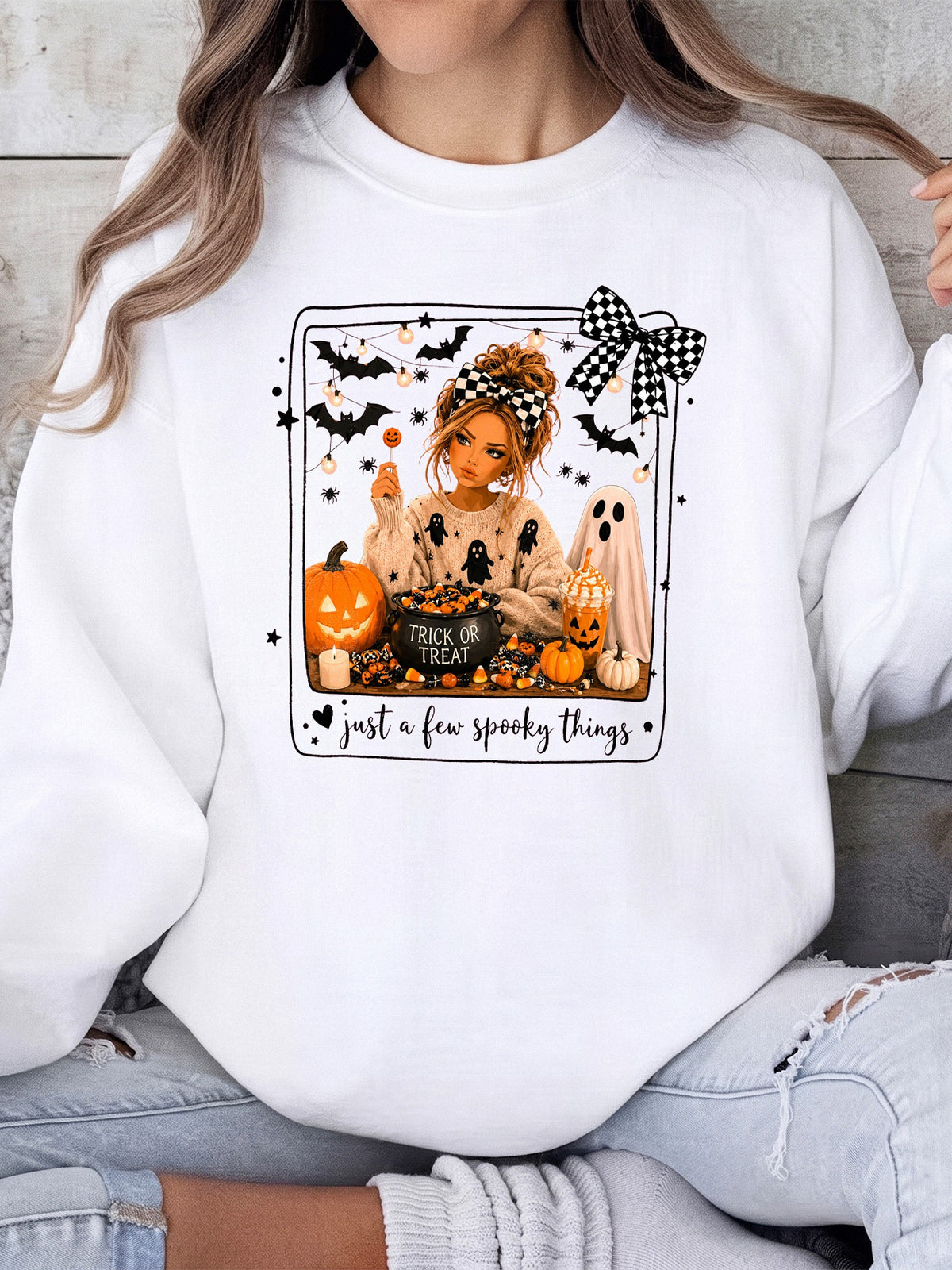 Trick Or Treat T-Shirt Cute Spooky Season Graphic Tee Just A Few Spooky Things Fall Halloween Top