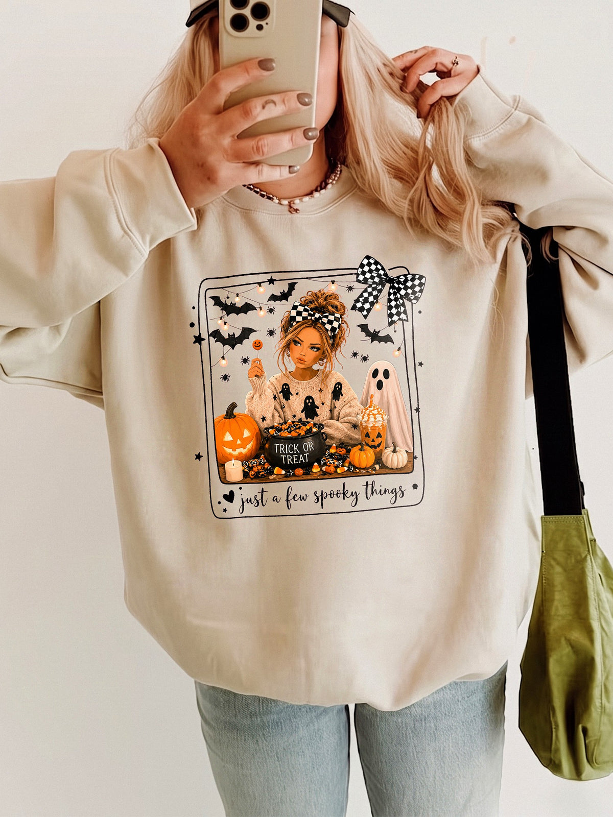 Trick Or Treat T-Shirt Cute Spooky Season Graphic Tee Just A Few Spooky Things Fall Halloween Top