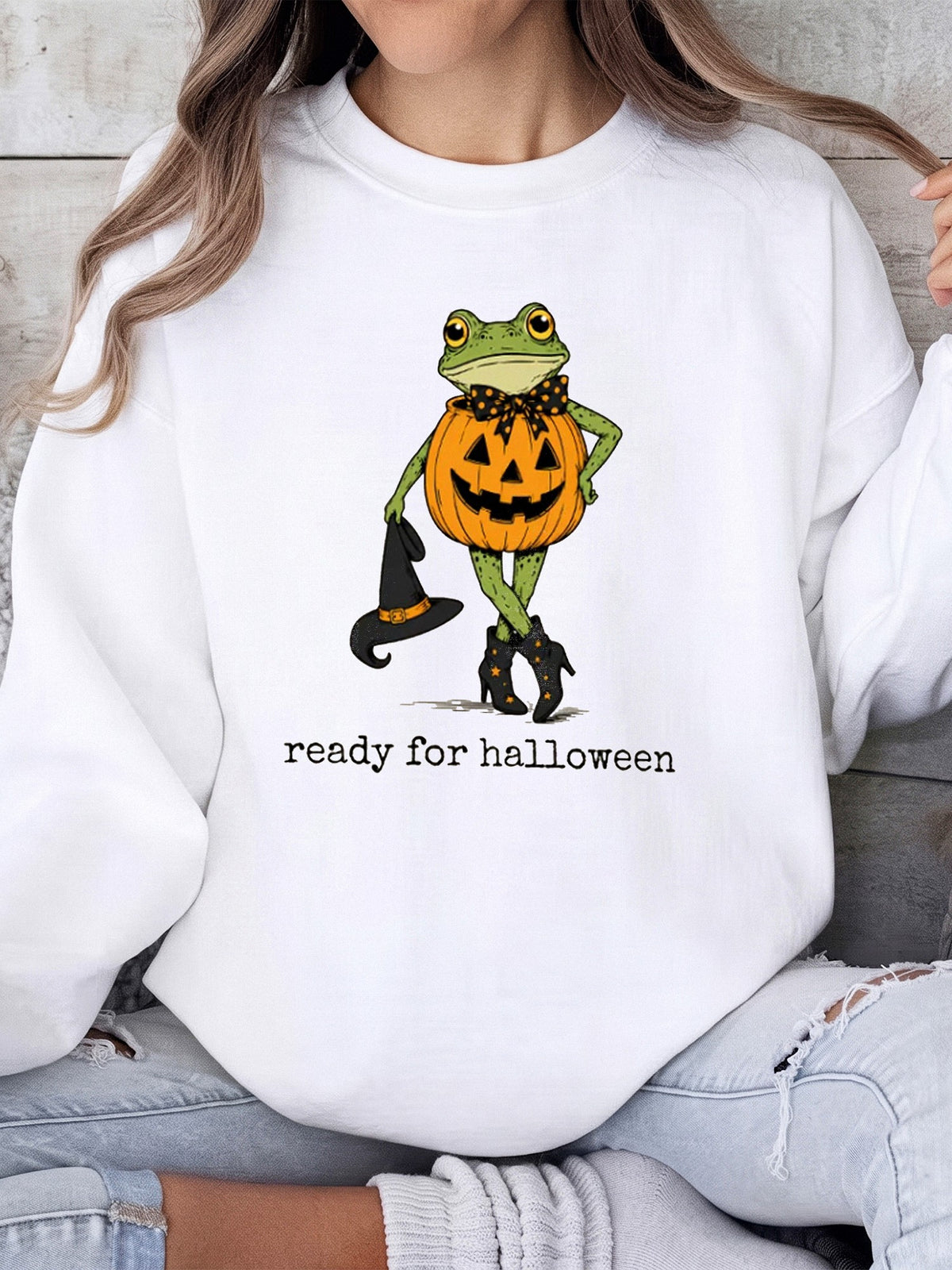 Ready For Halloween Pumpkin Frog Graphic Tee Spooky Cute Fall Party Shirt