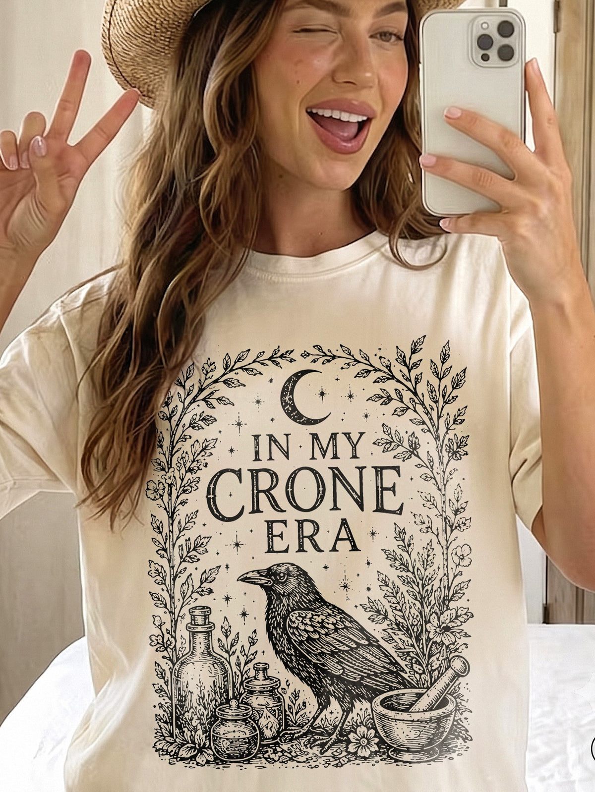 In My Crone Era Witchy Graphic Tee Funny Mystical Women's Fall T-Shirt Cottagecore Gift